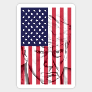 Donald Trump Mug Shot Behind US Flag Prison - Artistic Funny Sticker